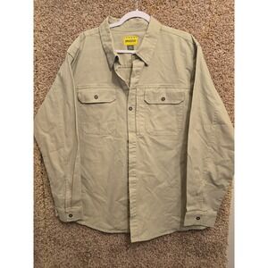 Brazos Shirt Mens 2XL Beige Workwear Long Sleeve Button Front Overshirt
